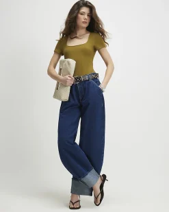 Green Short Sleeve Scoop Neck Bodysuit