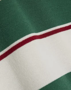 Green Short Sleeve Striped V Neck T-shirt