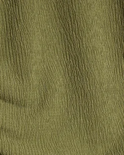 Green Short Sleeve Texture Ruched Midi Dress