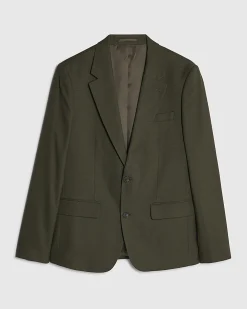 Green Skinny Fit Textured Suit Jacket