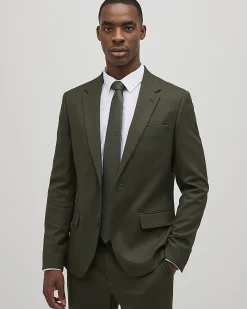 Green Skinny Fit Textured Suit Jacket