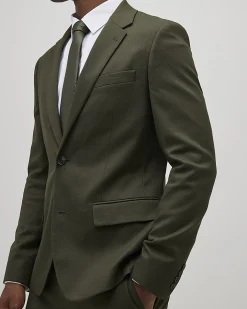 Green Skinny Fit Textured Suit Jacket