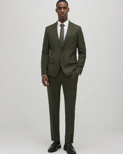 Green Skinny Fit Textured Suit Jacket