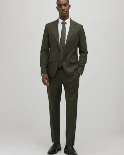 Green Skinny Fit Textured Suit Trousers