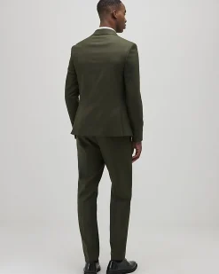 Green Skinny Fit Textured Suit Trousers