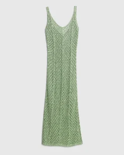 Green Sleeveless Lurex Knit Maxi beach dress