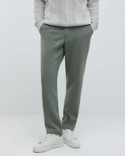 Green Slim Elasticated Smart Joggers