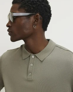 Green Slim Fit Knitted Polo Shirt