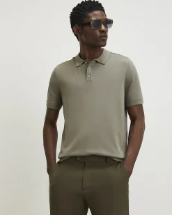 Green Slim Fit Knitted Polo Shirt