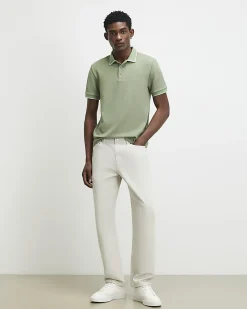 Green Slim Fit Textured Button Polo Shirt