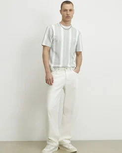 Green Slim Fit Textured Stripe T-Shirt