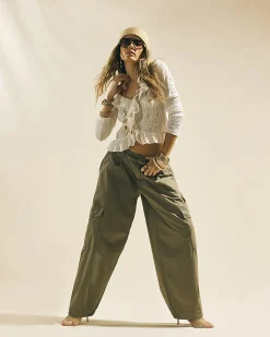 Green Straight Leg Cargo Trousers