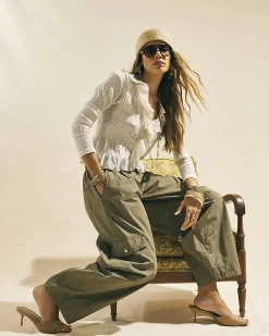 Green Straight Leg Cargo Trousers