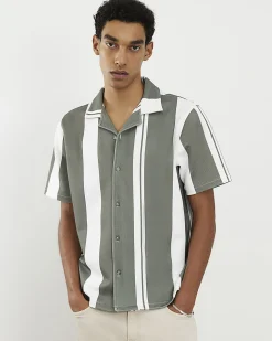 Green Stripe Revere Short Sleeve Shirt