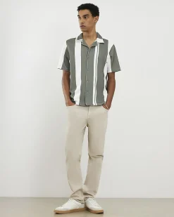 Green Stripe Revere Short Sleeve Shirt