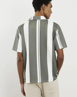 Green Stripe Revere Short Sleeve Shirt