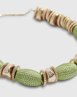 Green Thread Beaded Necklace
