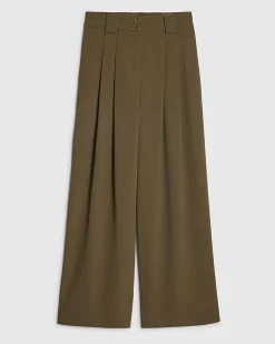 Green Wide Leg Pleated Trousers