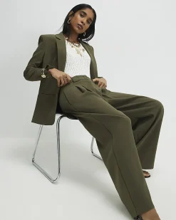 Green Wide Leg Pleated Trousers