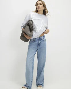 Grey Cotton blend Bow Detail Sweatshirt