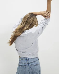 Grey Cotton blend Bow Detail Sweatshirt