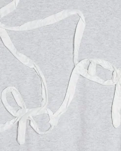Grey Cotton blend Bow Detail Sweatshirt