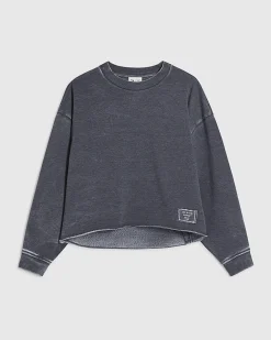 Grey Cotton Blend Burnout Sweatshirt