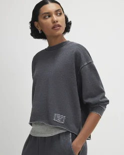 Grey Cotton Blend Burnout Sweatshirt