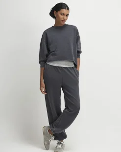 Grey Cotton Blend Burnout Sweatshirt