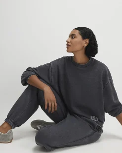 Grey Cotton Blend Burnout Sweatshirt