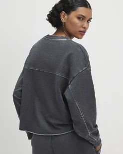 Grey Cotton Blend Burnout Sweatshirt