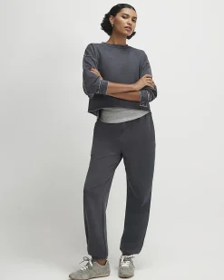 Grey Cotton Blend Burnout Cuffed Joggers