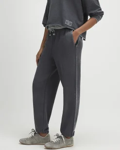 Grey Cotton Blend Burnout Cuffed Joggers