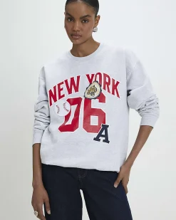 Grey Cotton Blend New York Sweatshirt