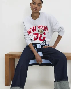 Grey Cotton Blend New York Sweatshirt