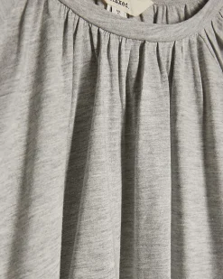 Grey Cotton Blend Ruched Bubble Hem Top