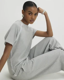 Grey Cotton Cosy Whipstitch T-shirt