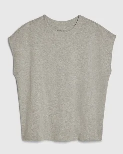 Grey Cotton Loose Fit Short Sleeve Top