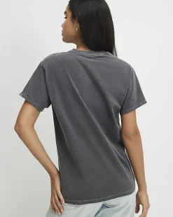 Grey Cotton Polka Dot Bow Boyfriend T-shirt
