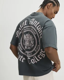 Grey Cotton Saint Antoine Crest T-Shirt