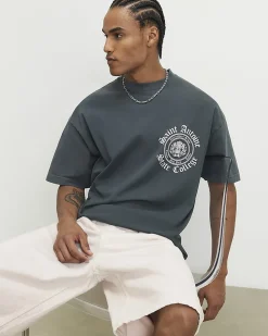 Grey Cotton Saint Antoine Crest T-Shirt