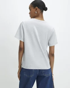 Grey Cotton Short Sleeve Slim Fit T-shirt