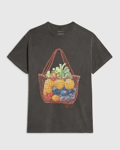 Grey Cotton Washed Fruit Basket T-Shirt