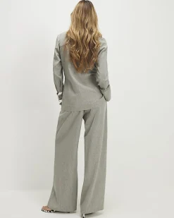 Grey Elasticated Wide Leg Trousers