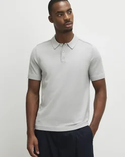 Grey Essential Slim Fit Knitted Polo Shirt