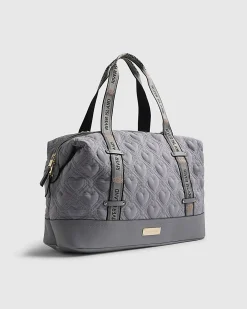 Grey Heart Quilted Holdall Bag