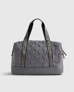 Grey Heart Quilted Holdall Bag