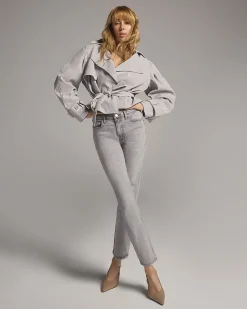 Grey High Waisted Slim Fit Ankle Grazer Jeans