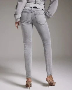 Grey High Waisted Slim Fit Ankle Grazer Jeans