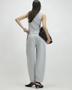 Grey Interlock Barrel Leg Trousers